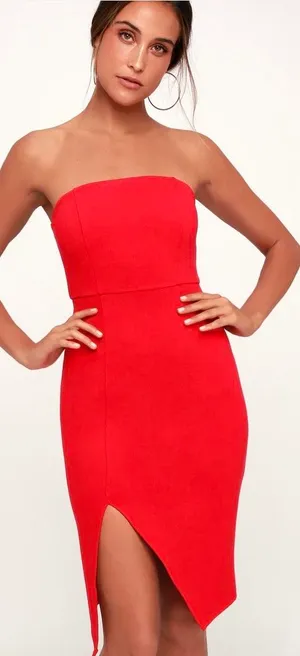 Red Bodycon Midi Dress thumbnail 1