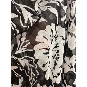 Zara Floral Print Ruffle Mini Dress Black White Long Sleeve V-Neck Size M NWT thumbnail 7