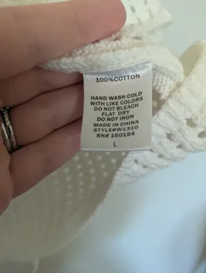 By Together Crochet Sleeveless Sweater Shirt White Large thumbnail 3