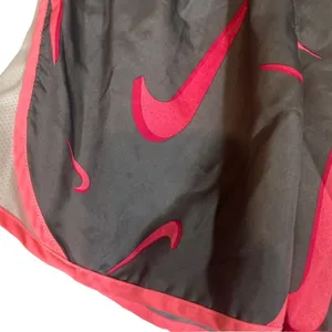 Nike Dri Fit Standard Fit Gray & Pink Nike Logo Athletic Shorts Women Sz L thumbnail 3