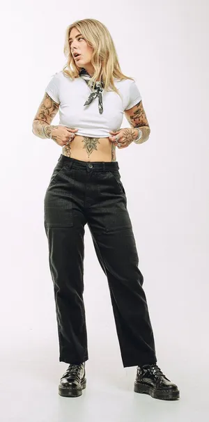 P&CO Womens Service Fatigue Cotton Workwear Denim Pants in Black Size 10 thumbnail 1
