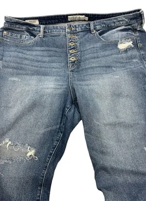 Torrid 22S distressed high rise straight ankle button fly jeans thumbnail 1