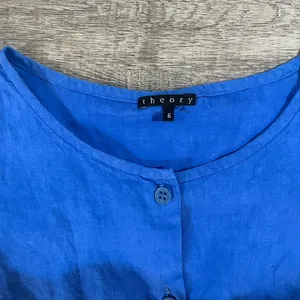 THEORY Jalia crunch fabric shirt dress in Primary Blue thumbnail 3