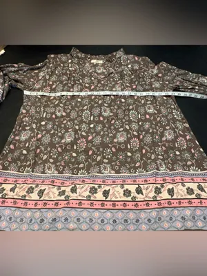 Natural Life Dara Bohemian Floral Tunic Dress in a brown & pink floral print S thumbnail 9