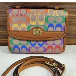 coach Restored Kip Turnlock Crossbody In Rainbow Signature Canvas cr583 thumbnail 2