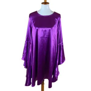 Aomei Purple Satin Bell Sleeve Swing Dress‎ L Glam Party Holiday Statement Piece thumbnail 2