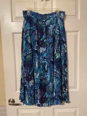 Vintage 1990’s The Limited Blue Patterned Button-Front Women's Skirt Size Medium thumbnail 11
