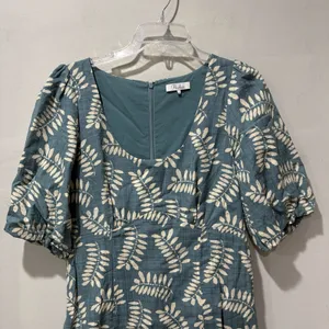 Parker Cammie Blue Tropical Puff Short Sleeve Mini‎ Dress Women's Size 10 Mini thumbnail 7