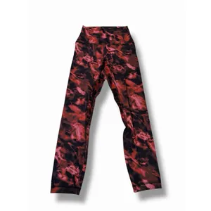 Lululemon Abstract Print Stretch Elastic Waist Red Pink Black Ankle Leggings 2‎ thumbnail 2