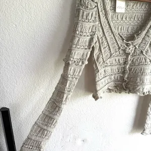 NWT Free People Womens Wild Roses Cardigan Gray Feminine Rose Button Size XS thumbnail 6