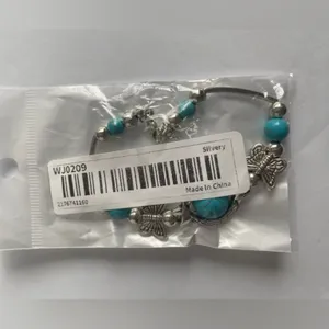 Gorgeous silver plated butterfly‎ bracelet with turquoise beads fashion j… thumbnail 6