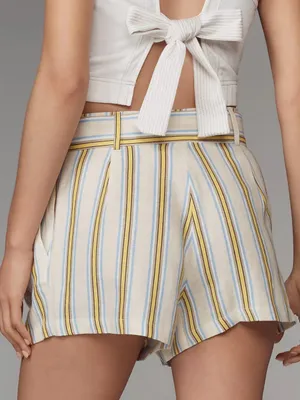 NWT Anthropologie Maeve Linen Striped Belted Shorts sz 2 thumbnail 7