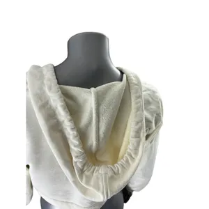 Zara Cropped Hoodie White Sweatshirt Shrug Medium Cotton Festival Minimalist thumbnail 9