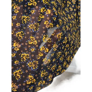 Free People Black Yellow Floral Smocked Sheer Long Sleeve Midi Dress XS thumbnail 3