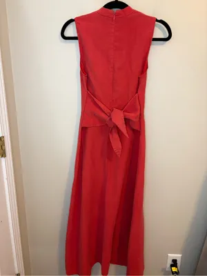 MNG Mango Coral Tie Belt Lyocell Midi Dress Small Wedding Guest thumbnail 10
