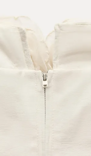 ZARA Elegant Cream Floral Bustier Top thumbnail 9