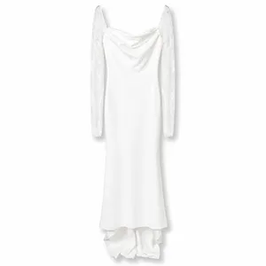 Lulus Lux Bridal NWOT Anabella White Off-the-Shoulder Mermaid Maxi Wedding Dress thumbnail 6
