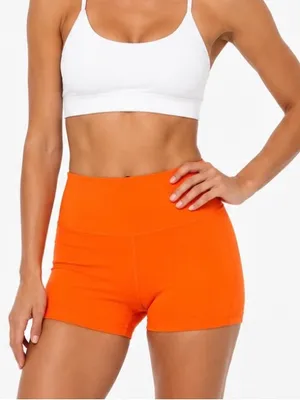 Yogalicious High-Waisted Neon Orange Biker Shorts size Medium thumbnail 1