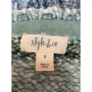 Style & Co Woemn's Green Striped Knit Crewneck Long Sleeve Knit Sweater Top Sz S thumbnail 3