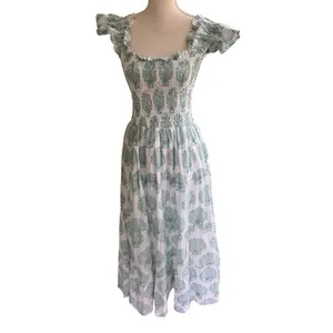Darlington isle Amelia Island Flutter Shell Nap Dress white green XL thumbnail 2