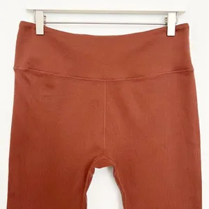 Leggings High Rise Brown Ribbed Full Length Athletic Gym‎ Workout Activewear thumbnail 2