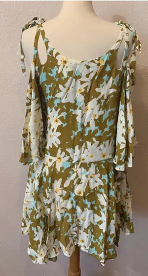 Free People FP One Lucina Floral Strappy Boho Mini Swing Dress sz S thumbnail 3