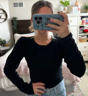 Black Ribbed Longsleeve Bodysuit  thumbnail 2