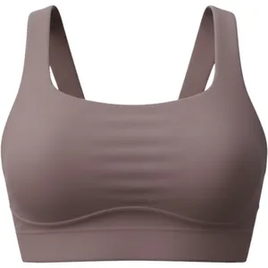 Gymshark Womens Medium Longline Sports Bra‎ Mauve Brown Ribbed B4A9L Scoop Neck thumbnail 1