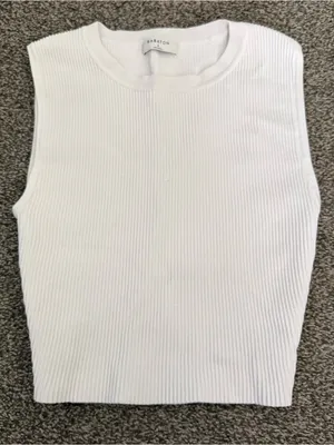 Aritzia Babaton White Ribbed Sleeveless Top thumbnail 1