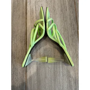 Charles & Keith Mules Women 37 Green Strappy Transparent Heel Trendy Chic Sandal thumbnail 9