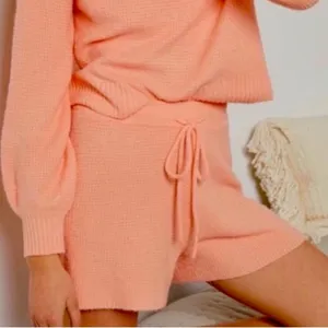 Anthropologie Saturday Sunday XS Orange Brenna Soft Fuzzy‎ Pull on Lounge Short thumbnail 2