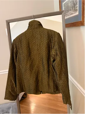 Women's Erin London Olive & Black Textured Zip-Up Jacket Size S thumbnail 5