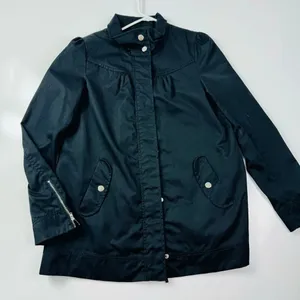 H&M Black Zip‎ Button Lightweight Coat Jacket Size 6 thumbnail 2