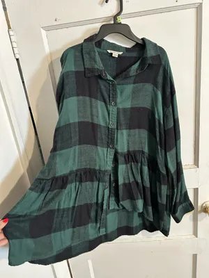 American Eagle Green Plaid Flannel Oversized thumbnail 2