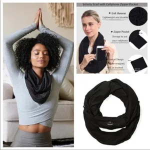 Beyond Yoga Black Infinity Scarf With Cellphone Zippered Pocket thumbnail 2