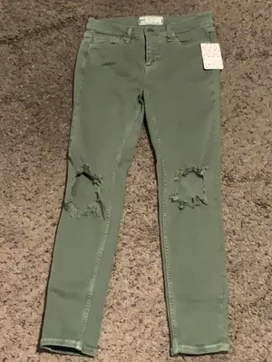 Green Ripped Knee Pants thumbnail 1