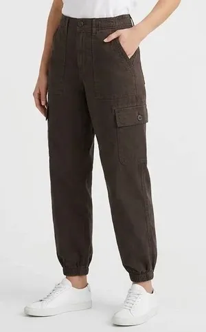 American Eagle Outfitters Cargo Jogger Pants Womens 6 Black Stretch Tapered Leg thumbnail 1
