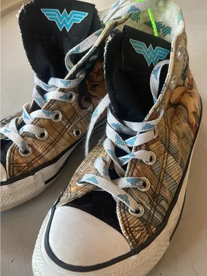 High-Top Graphic Comic-Print Sneakers in Black, Brown and White thumbnail 2