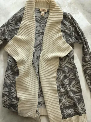 Mudd Gray & Cream Open-Front Knit Cardigan thumbnail 2