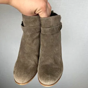 Franco Fortini Lexi Women Brown Suede Block Heel Ankle Bootie Buckle Size 10 thumbnail 2