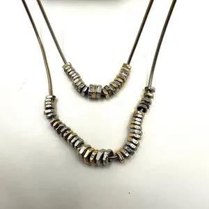 Chico’s gold tone washer beads double strand long necklace thumbnail 9