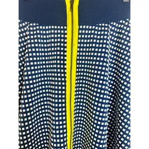 Marc Bouwer Unlimited Blue White Grid A-Line Midi Skirt Neon Yellow Zipper XS thumbnail 2