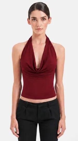 OW Collection Merle Draped Top Red thumbnail 1