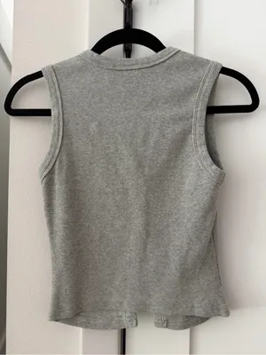 Edikted Gray Ribbed Button-Front Sleeveless Tank thumbnail 4