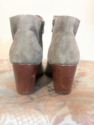 Kork Ease Natalya Gray Distressed Nubuck Leather Stacked Wedge Bootie Heel Sz 8 thumbnail 7