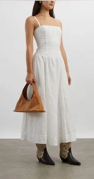Reformation Katarin White Broderie Eyelet Anglaise Dress | Size 6 thumbnail 1