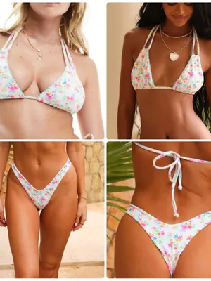 Kulani Kinis Bikini Set Medium Halter & Y Bottom, Forever Fairytale White Floral thumbnail 2