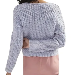 Anthropologie Pilcro Christian Periwinkle Lavender V-Neck Cropped Sweater - M‎ thumbnail 2