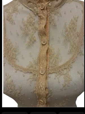 Vintage Mist 90’s cream button up delicate lace blouse thumbnail 4