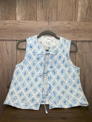 Japna Floral Quilted Diamond Tie-Front Vest - Size M 💙 thumbnail 6